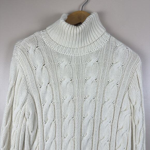 Lauren Ralph Lauren Women’s L Cable-Knit Turtleneck Sweater Preppy ,Ivy League - Picture 3 of 13